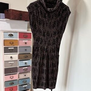 Banana Republic Black and Brown Patterned Midi Dress